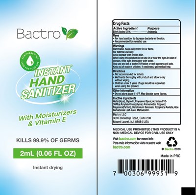 Hand Sanitizer (Bactro Instant Hand Sanitizer 2 mL 75vv)